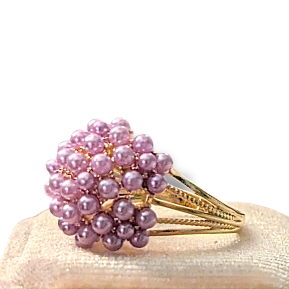 Spiritual Creations Jewelry - Elegant Gold and Light Amethyst Pearl Cluster Ring Women's Sz 8 & 9